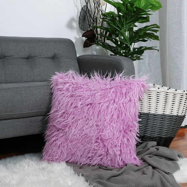 Sofa Sweet Home Collection Decorative Pillows 2 Pack Faux Leather Soft Throw Cushion Solid Color for Couch Chair 18 x 18 Coffee Brown Bed